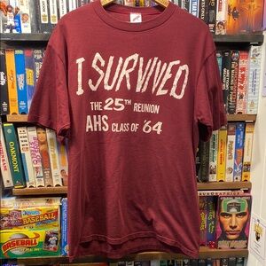 L-XL VINTAGE SINGLE STITCH ‘64 REUNION AHS Maroon Graphic T-Shirt